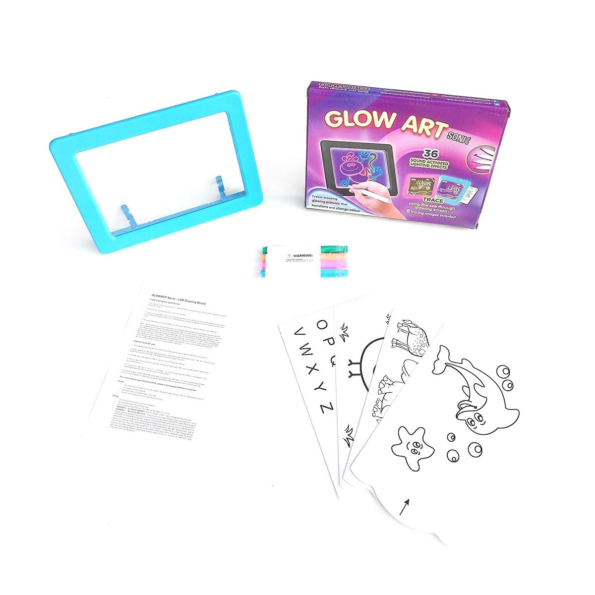 Sonic Led Glow Art Neon Effect Drawing Board - V2, Magic, Sketch, Doodle, Art, Write, Pad, Learning Tablet, Light Up LED Glow Board India Toy for Kids Voice Activated - BIS - ColorMayVary