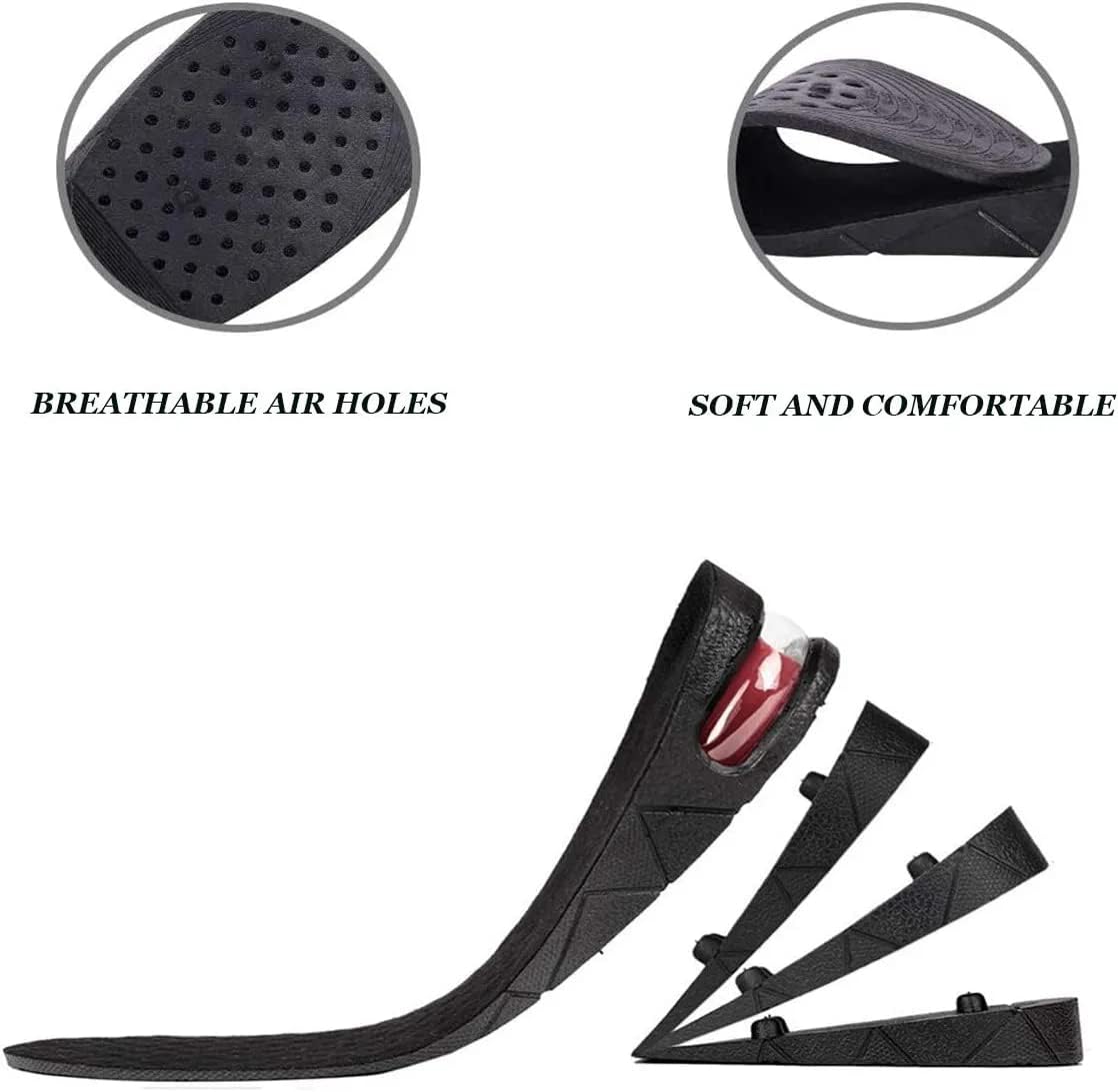 Heightened and Invisible Insole, Four-Layer Heel and Lift Cover with air Cushion for 1.2" to 3.5" Variable Height Men's and Women's boosters