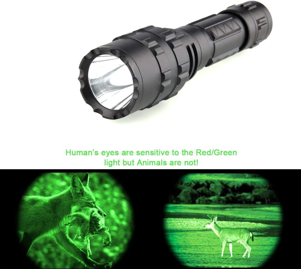 Green Light Flashlight Rechargeable, 3000 Lumen 350 Yards Green Hunting Flashlights with Picatinny Offset Mount 5 Modes Predator Light Coyote Varmint, Pressure Switch Included image 2