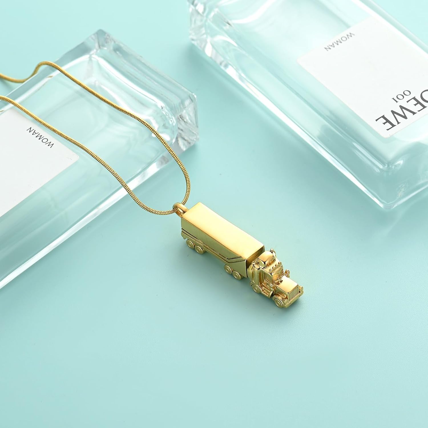 Urn Necklace for Ashes for Men Truck Cremation Jewelry Adults Stainless Steel 18 Wheeler Semi Truck Keepsake Urn Pendant Ashes Memorial Necklaces Jewelry Locket Gifts - Image 6