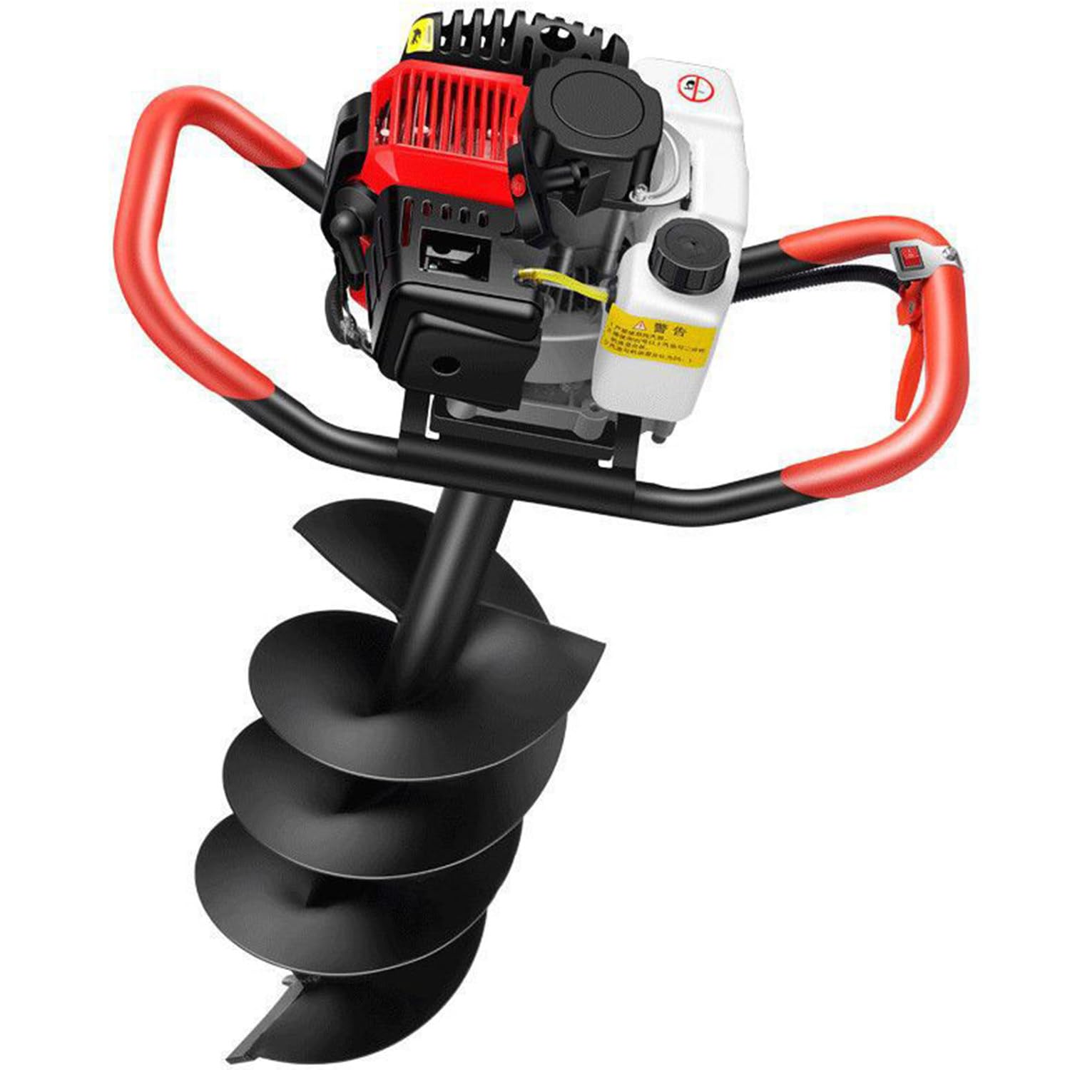 Qiang Trivella a Scoppio 199cc Motore 4 Tempi 5 CV,Mototrivella a Benzina con Punta in Acciaio al Manganese, per Giardino, Orto, Installazione Pali,Recinzioni e Piantagione Uso Professionale 12cm