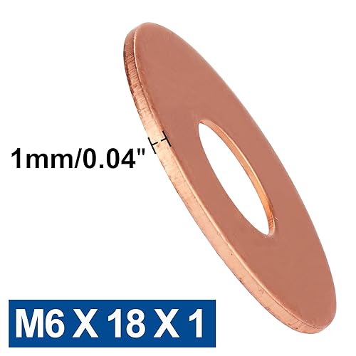 Miniatura 3 de LEPEVNEY Arandelas de cobre M6 Anillo plano plano Sello de aceite Junta de sumidero Junta de sellado Arandelas M6 x 0.709 x 0.039 in, 40 piezas