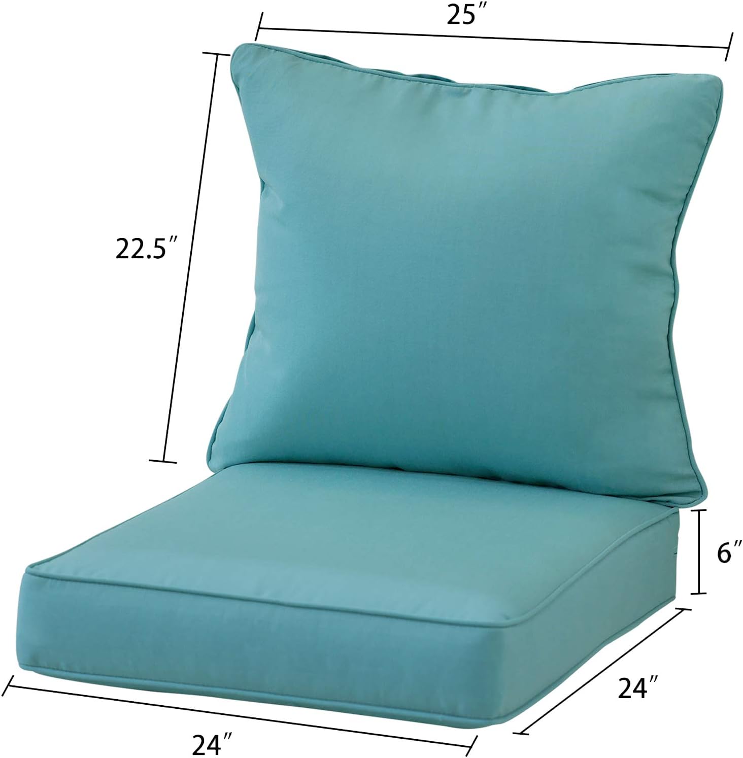 Aoodor 24” x 24” Patio Furniture Outdoor Deep Seat Single Chair Sofa Cushion Back Olefin Fabric Slipcover Sponge Foam - Blue Color Set of 2 (2 Back 2 Seater) : Patio, Lawn & Garden