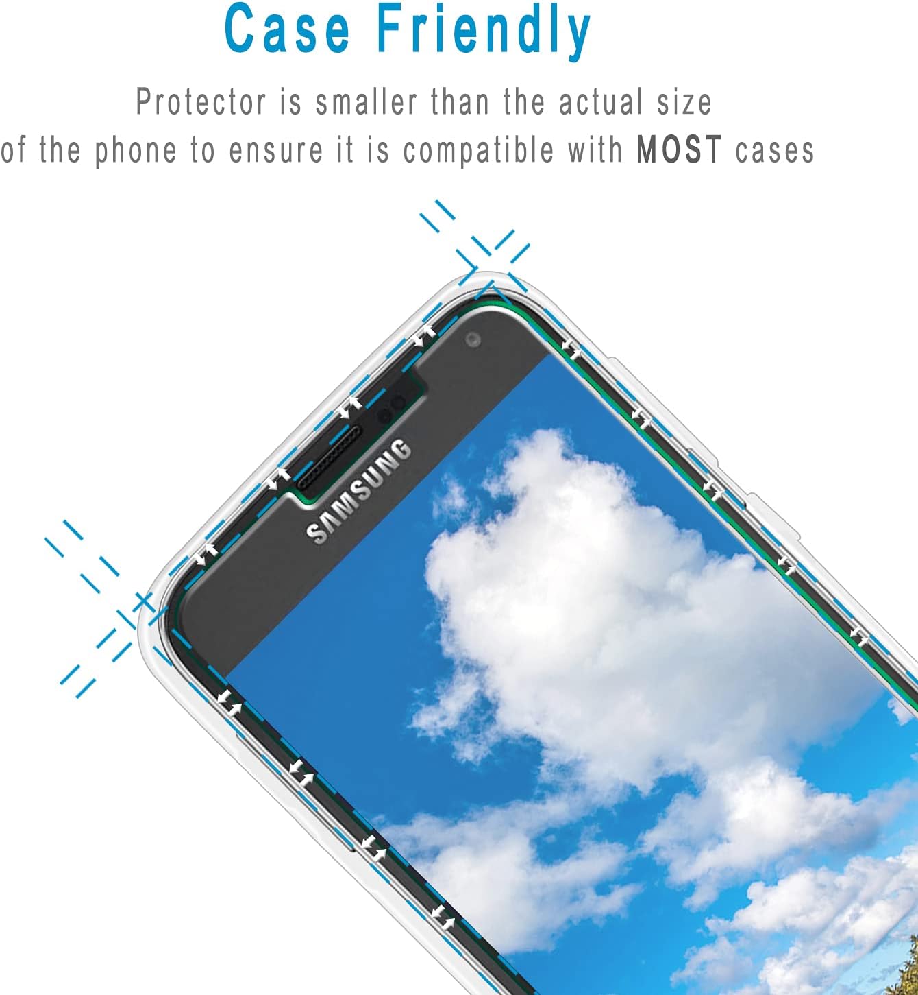 HPTech [2 Pack] Screen Protector for Samsung (Galaxy S5) Tempered Glass, Anti Scratch, Bubble Free