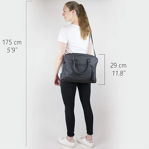Miniatura 4 de The Friendly Swede Bolsa delgada para laptop de 13 pulgadas para mujeres y hombres, bolsa de mensajero minimalista, vegana, Negro, mate