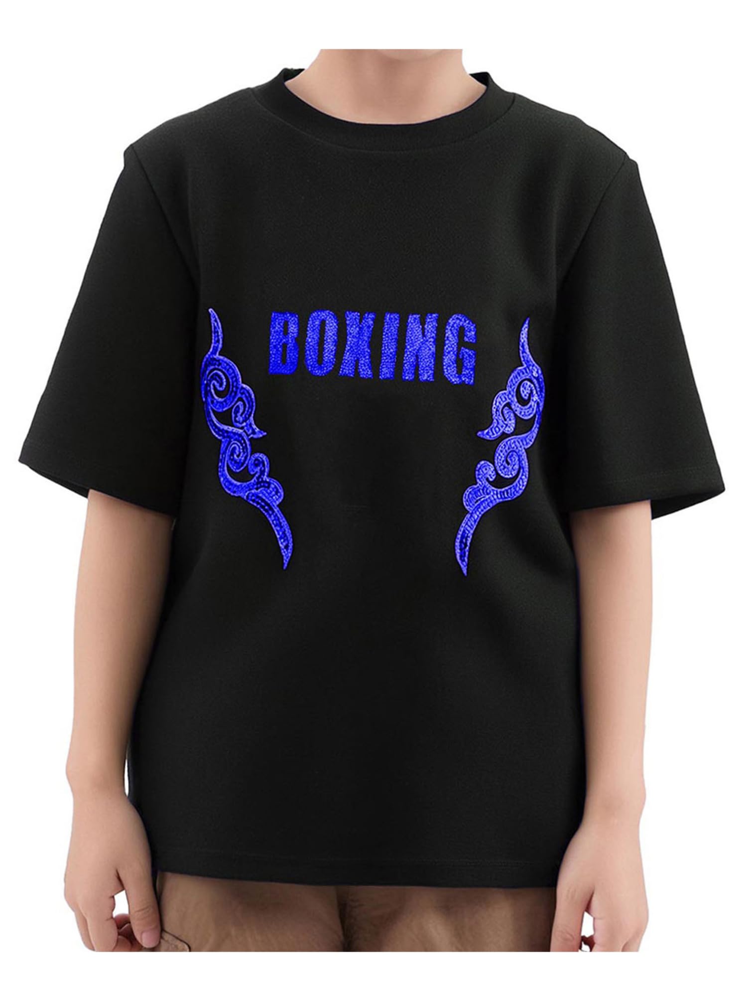 dPois Enfant Garçon T-Shirt et Short de Boxe Combat MMA Muay Thai Kick Boxing Sport Gym Vêtement de Boxe