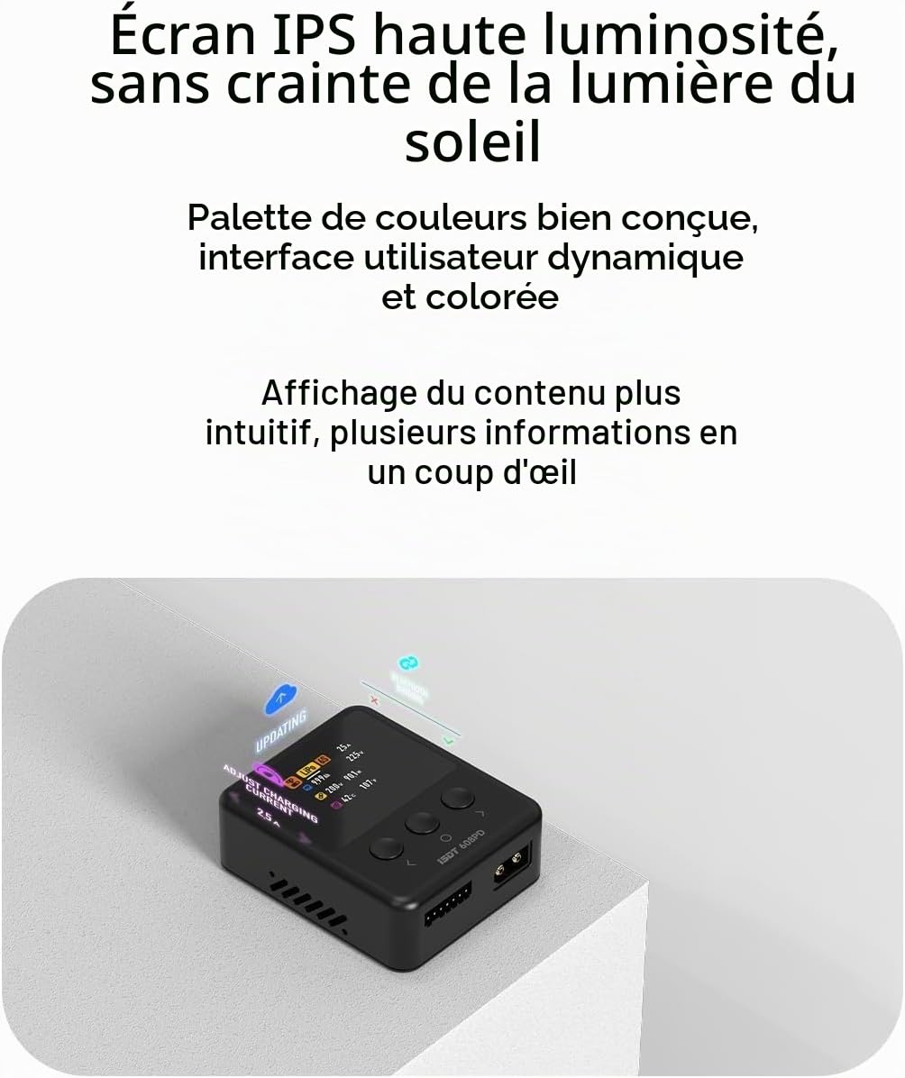 Chargeur de Batterie ISDT 608PD Lipo DC 6S/240W/10A USB C 100W/5A pour Batteries RC Chargeur d'équilibrage pour Batteries Life/Lilon/LiPo/LiHV (1-6S), NiMH (1-16S), Pb (1-12S)