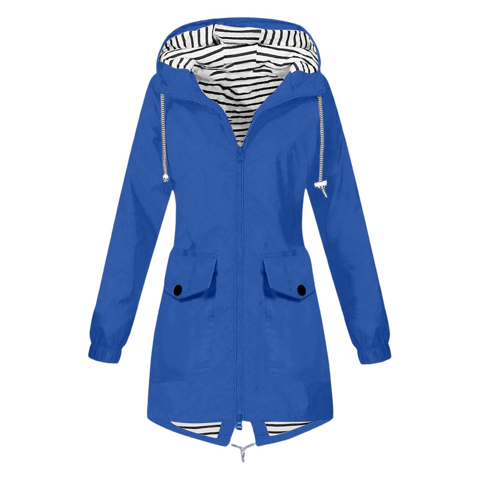 Veste Imperméable Légère pour Femme, Coupe Vent Femme, Impermeable Veste de Pluie à Capuche pour Randonnée, Course à Pied, Cyclisme, Voyages