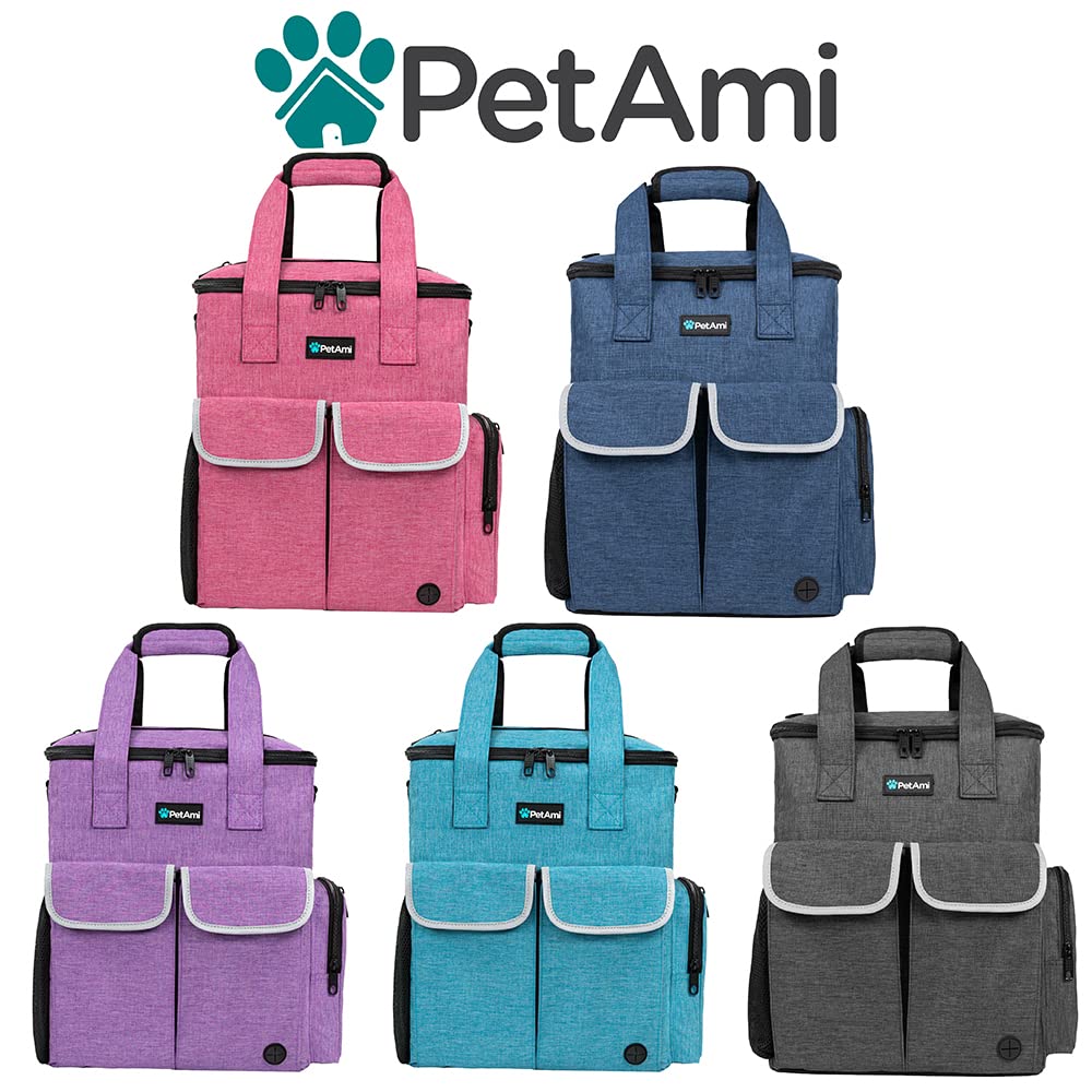 PetAmi Bolsa de viaje para perros, suministros para mascotas, organizador de accesorios para viajes, camping, fin de semana; el kit de bolsa de viaje para mascotas incluye 2 recipientes de