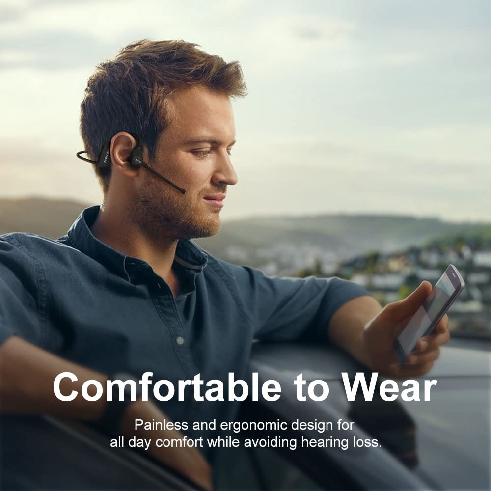 Hiteblaz Écouteurs à Oreille Ouverte Bluetooth 5.2, Casques à Conduction aérienne avec Micro, écouteurs sans Fil étanches IP55 pour 7 Heures de Lecture, écouteurs de Sport à Suppression de Bruit pour