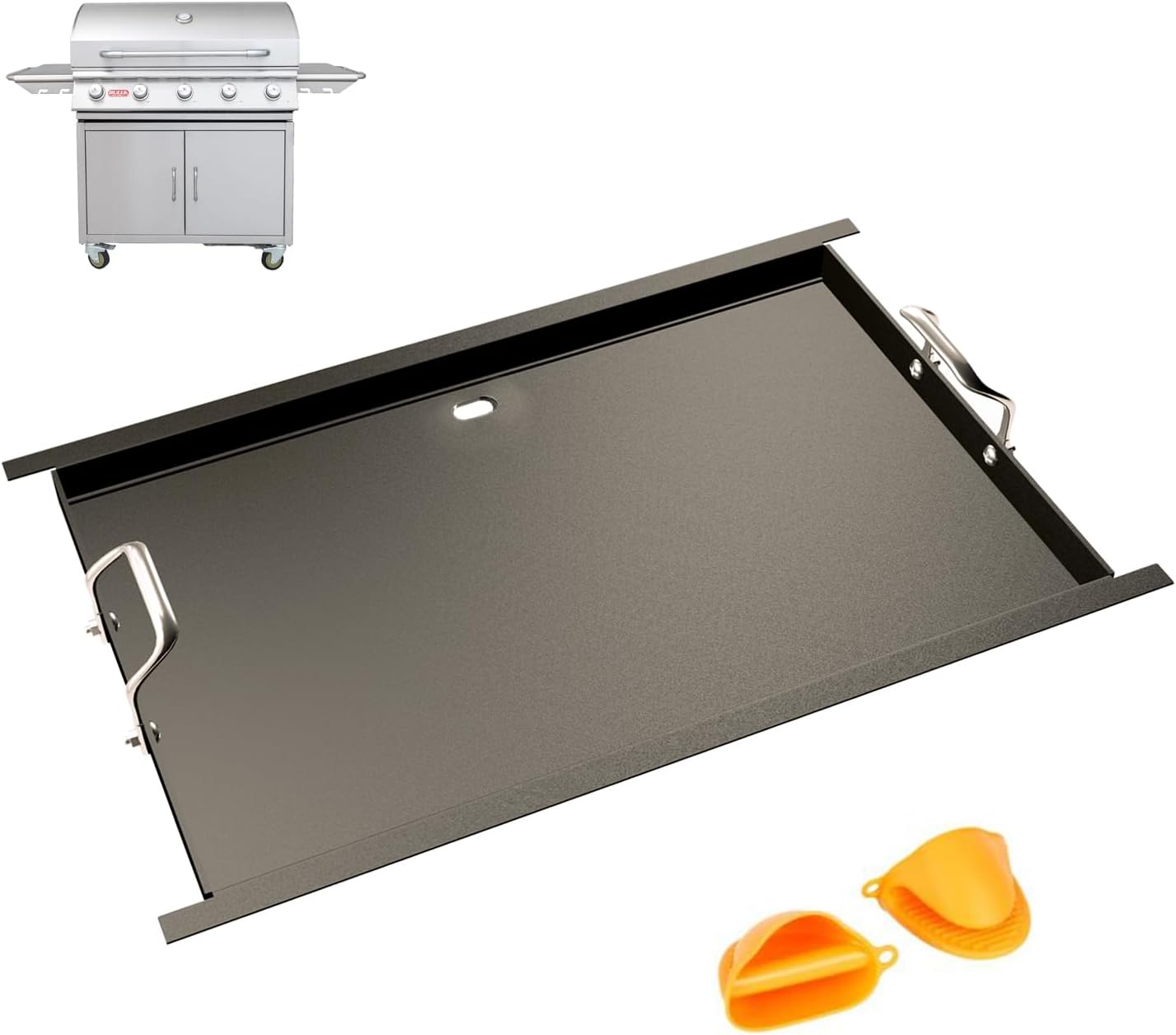 KEESHA Half Size Stainless Steel Flat Top Griddle Insert for Blaze 3/4/5 Burner, Summerset Sizzler 32" 40", AOG 24" T Series, RCS 32" Grill, 17.9" x 14.5"