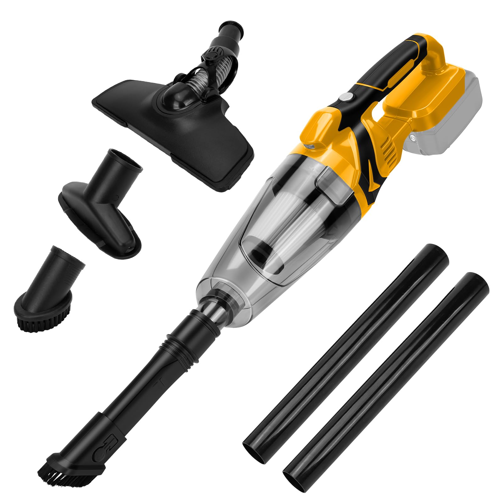 Aspiradora de mano inalámbrica compatible con batería Dewalt de 20 V, aspiradora portátil de 10000 Pa con 4 boquillas, contenedor de polvo de 0,75 L, luz LED, para el hogar y el coche (sin batería)