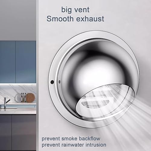 Miniatura 6 de Tapa de lluvia para chimenea de tubo de escape, tapa redonda de ventilación de aire, cubierta de chimenea de acero inoxidable 304, resistente a la