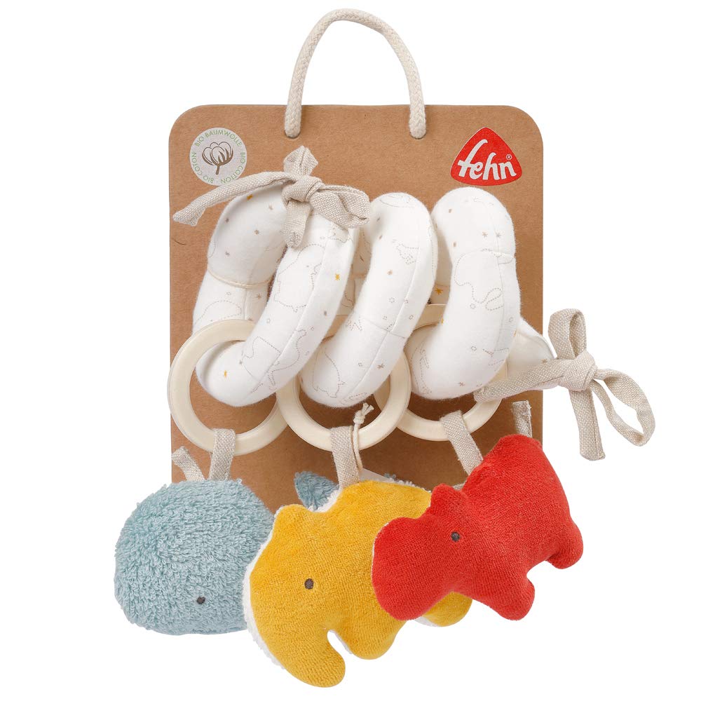 Fehn FehnNATUR 056136 Spirale d'activités en Tissu avec Fonctions d'apprentissage en Coton Biologique certifié - Favorise Les Sens de bébé à la Maison et en déplacement - pour bébé dès la Naissance
