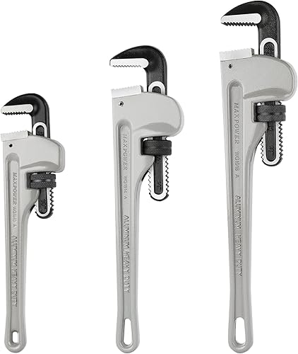 Miniatura 18 de MAXPOWER Llave de tubo de 14 pulgadas, llave de plomería de aluminio 40% más ligera, llaves de tubo recto resistente, capacidad máxima de 2 pulgadas