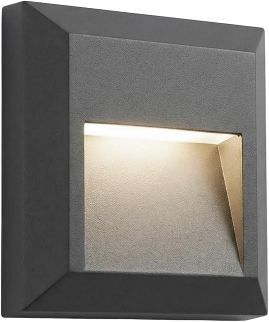 ZONK Outdoor Indoor Step Lights 110V-240V, Non-dimmable 4000K Stair Lights Outdoor Indoor, Waterproof IP65 Retaining Wall Lights for House, 1 Pack