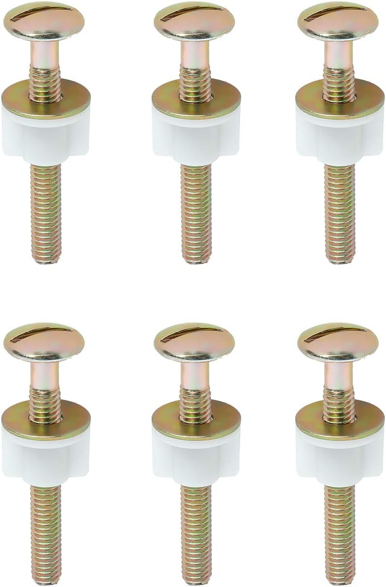 6 Pieces Universal Steel Toilet Seat Bolts, Heavy Duty Hinge Screws Replacement Parts With Plastic Nuts and Washers for Top Mount Hinges