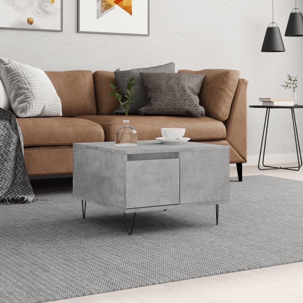 Homgoday Tavolino da caffè grigio cemento, 55 x 55 x 36,5 cm, tavolino da tè per soggiorno, sala d'accoglienza degli ospiti, camera da letto e ufficio, mobili 207