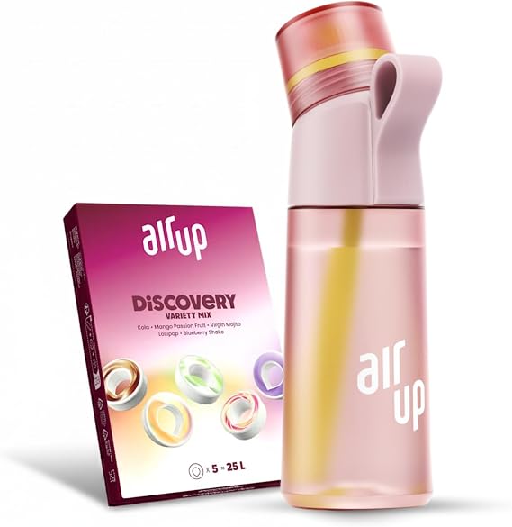 air up Bottle Twist Pro Original 600 ml Starter Set in Pink Crush Including Pods in 5 Flavours Drinking Bottle with Flavour Sugar-Free Dishwasher Safe and BPA Free
