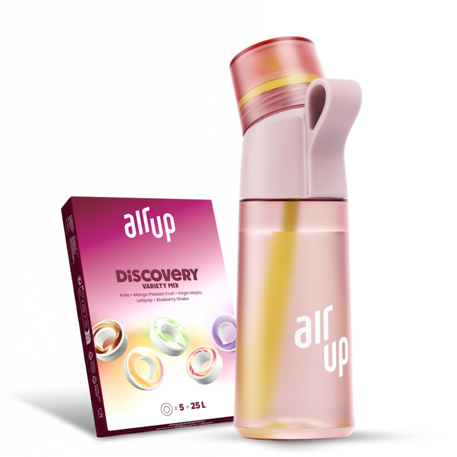 air up Flasche Twist Pro Original 600ml, Starter Set in Pink Crush inkl Pods in 5 Geschmacksrichtungen I Trinkflasche mit Geschmack, zuckerfrei I spülmaschinenfest & BPA frei