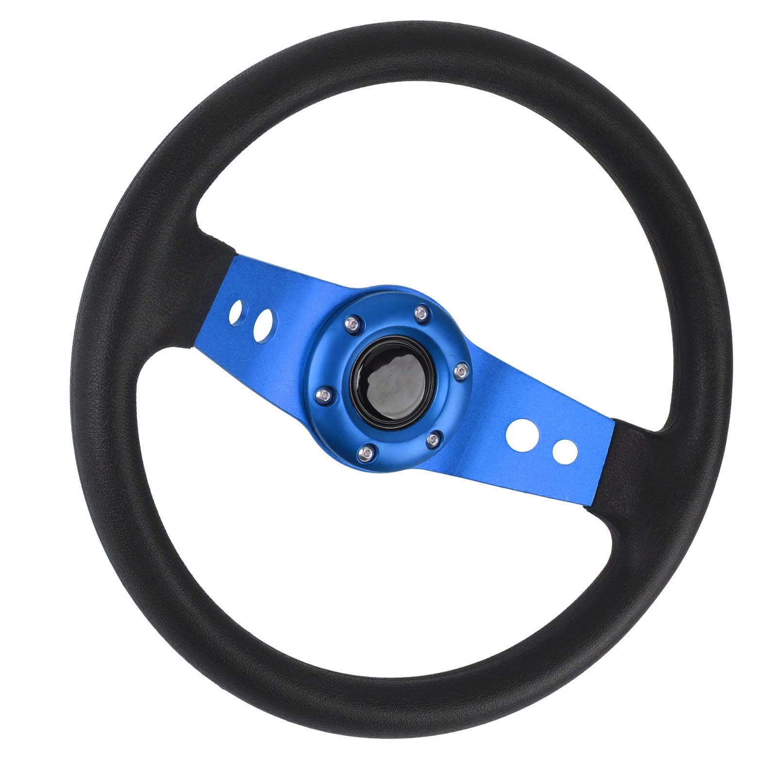 13-Zoll-Auto-Lenkrad Rennsport-Lenkrad PU Stilvoller Look Schlagfester Verbesserter Griff Einfache Installation Rennlenkrad für Fahrzeuge (BLUE)