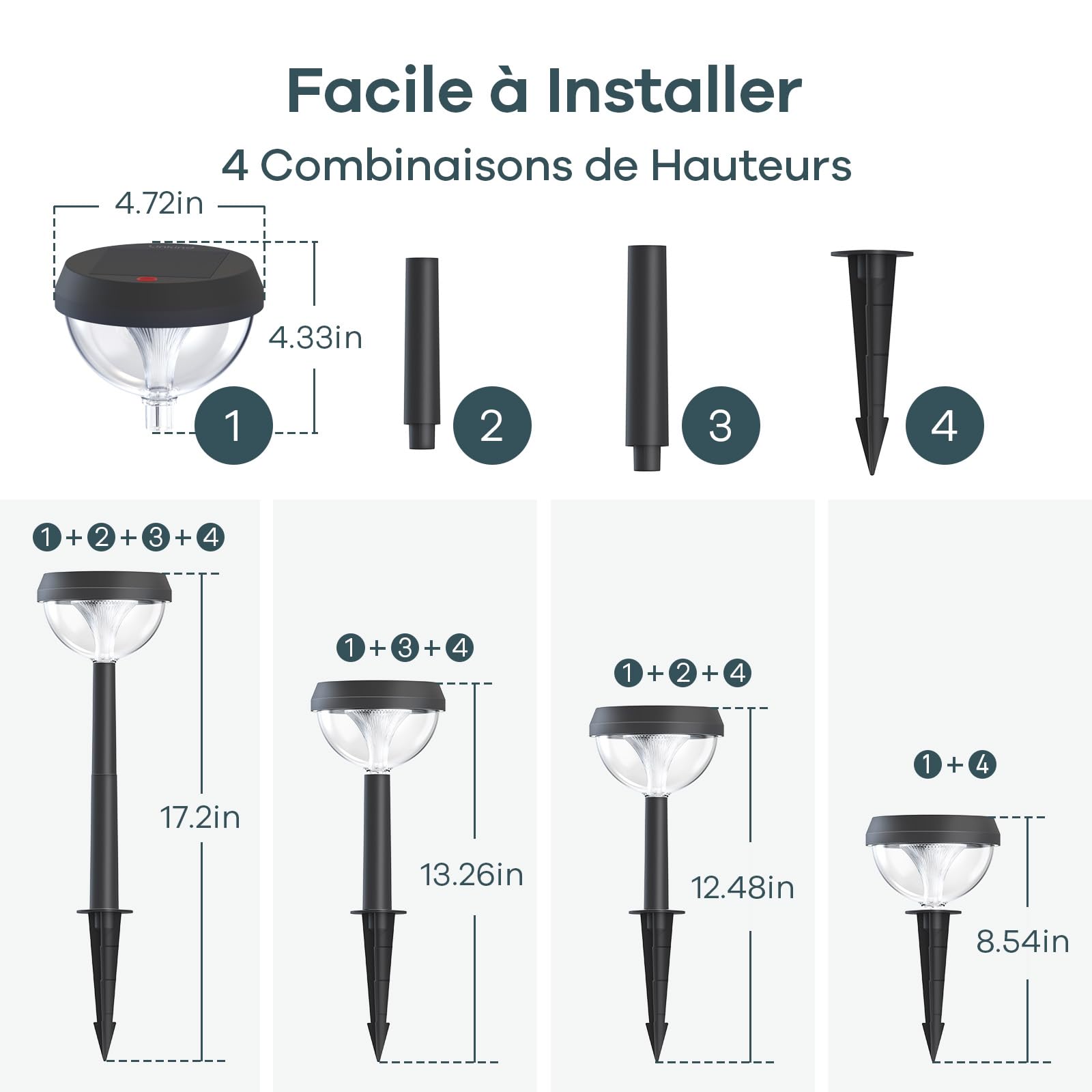 Linkind Lampes Solaires de Jardin 3000K Blanc Chaud, Extérieur IP54, Détecteur de Lumière, 3 Modes, 8PCS