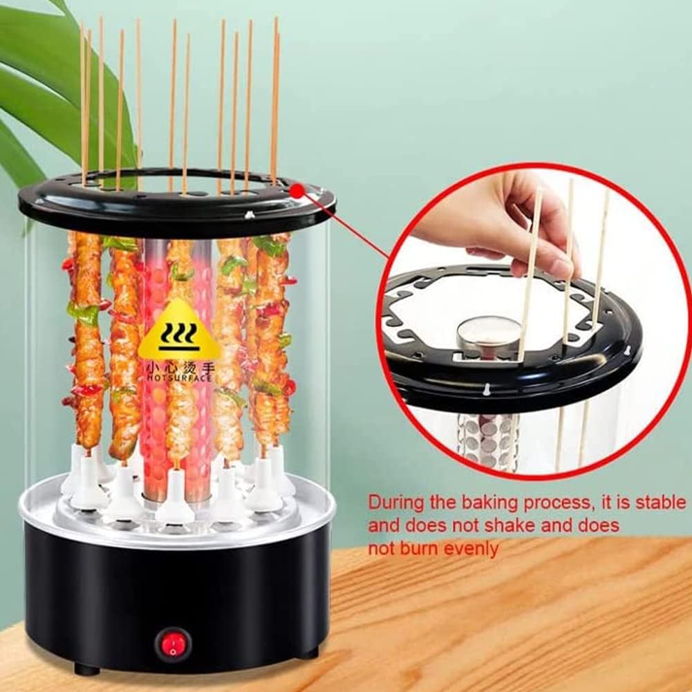 Smokeless Vertical Electric Grill, Automatic Timing Rotating Barbecue Stove, 360° Automatic Rotation, Home Outdoor Travel Hiking Camping Convenient Barbecue, Easy Clean Small Oven