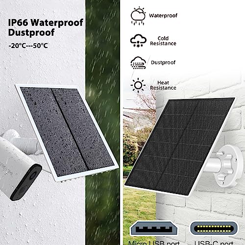 Image of 4-Pack Solar Panel Camera Charger Fit for eufyCam, eufyCam E eufyCam 2 eufyCam 2 Pro, eufyCam 2C, eufyCam 2C Pro, SoloCam (E20 /E40 /L20 /L40 /S40), or 4G LTE Starlight Camera Micro USB Type-C 10FT Cable