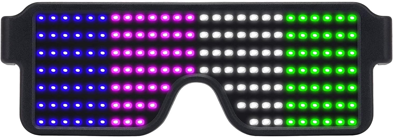 KANABEE LED Glasses Light Up Glasses Dynamic Party Favor Glasses Festival Christmas USB Rechargeable LED Rave Glowing Flashing Glasses (Multi colour)