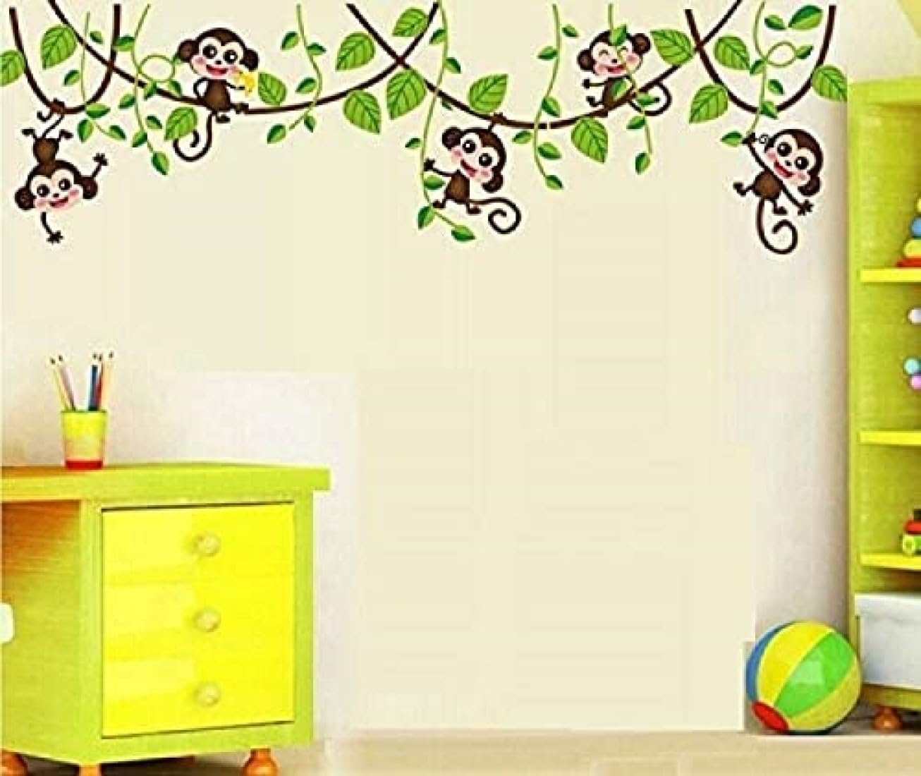 JAAMSO ROYALS 'Monkey Wall Stickers for Wall Stickers for Kids, Wall Stickers for Kids Room, Kids Wall Stickers Wall Sticker (PVC Vinyl, 70 cm X 50 cm) 1