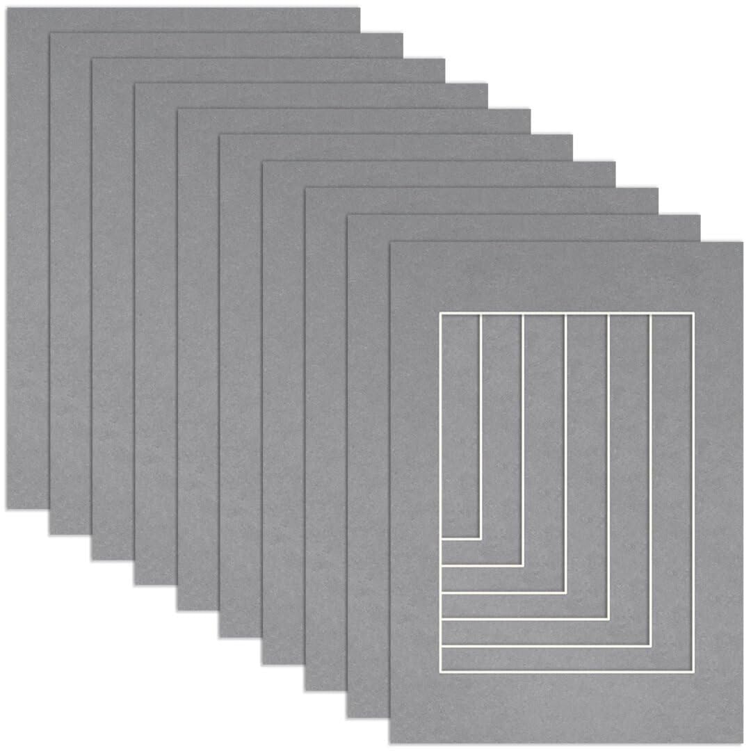 Procut Global A2 Mid Grey Picture Mounts to Fit A3 Aperture - Precision Cut Cardboard Photo Mount - Ideal for Frames, Prints, Artwork & Certificates - Sizes & Colours Available - 10 Pack โ image 1