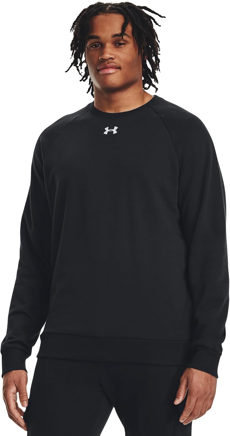 Under Armour Men's Rival Fleece Crew, (001) Black / / White, Small