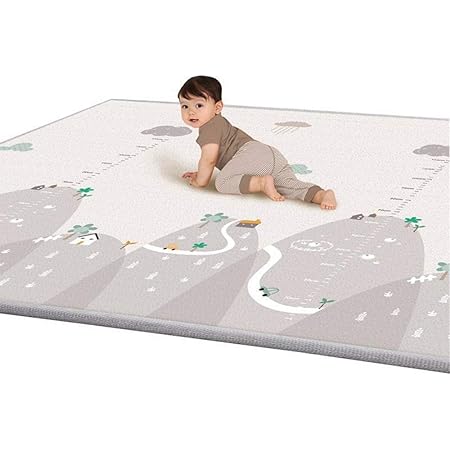 Amazon Sunnfx ベビープレイマット 折り畳み可能 プレイマット ベビー用 ベビーマット 0 180 1cm 衝撃緩和 両面滑り止め 防水 防汚 お手入れ簡単 収納簡単 褪色しにくい 両面使用 高級感 かわいい 高密度ldpe素材 写真の背景壁 山岳 格子縞 ベビージム プレイ