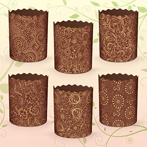6pcs Baking Paper Molds for Easter Bread Cakes Panettone Paska Kulich (Brown It, 70 * 85 mm (Diameter*Height))