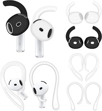 Compatible with AirPods 4th Anti Slip Kit, Silicone Sport Ear Hooks and 360 Rotation Adjustable Length Outdoor Earhooks Grip Ear Tips Wing Buds Holder for New AirPod 4-4X1