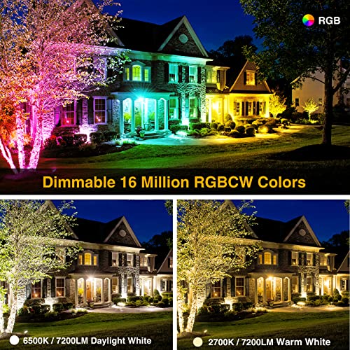 Onforu Wifi Rgbcw Led Flood Light Outdoor 900W Equiv 2 Pack, 90W Smart Color Changing Stage Lights Work With Alexa 2700K-6500K, Ip66 Uplights For Events, Landscape Floodlight, Music Sync #TOP3