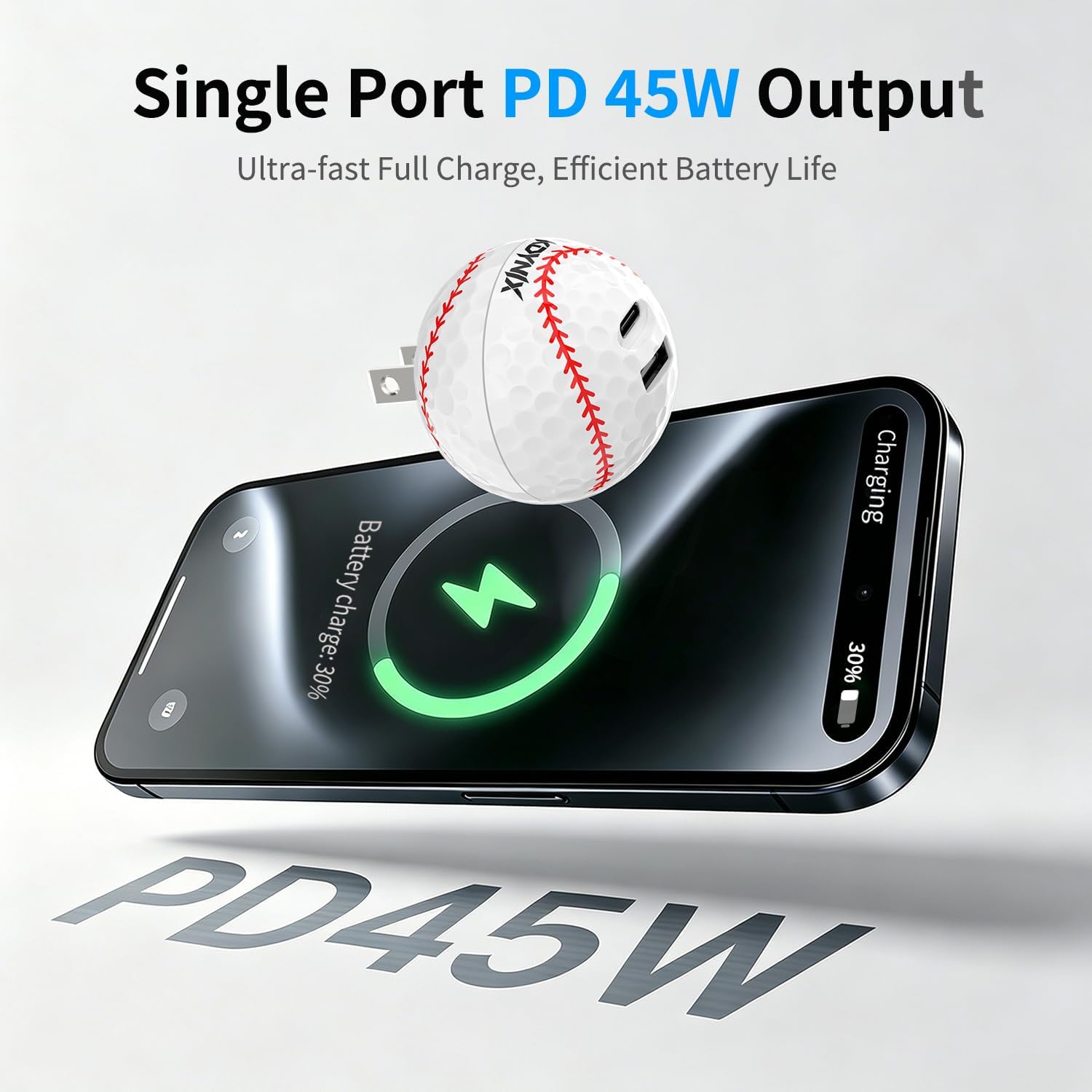 45W USB C Wall Charger, Creative Ball 2-Port Fast Charger Block for iPhone 17/16/15 Series, Galaxy S25/S24, Pixel 10/9, MacBook Pro/Air, Dell XPS, iPad Pro image 2