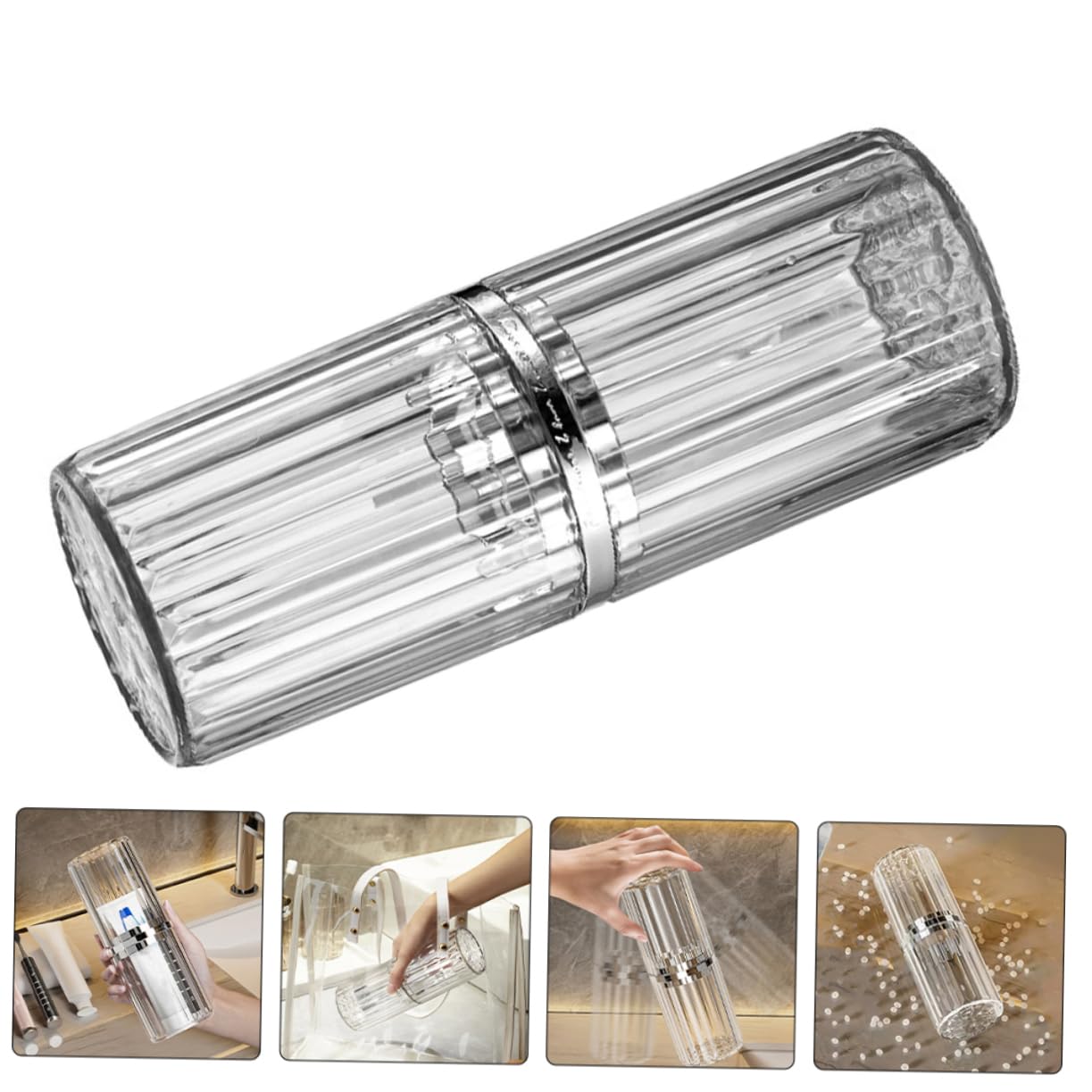 4 Pezzi Portaspazzolino Viaggio Trasparente con Custodia Resistente per Spazzolino e Dentifricio Organizer Compatto e Portatile per Viaggio Campeggio Scuola e Protegge e Mantiene
