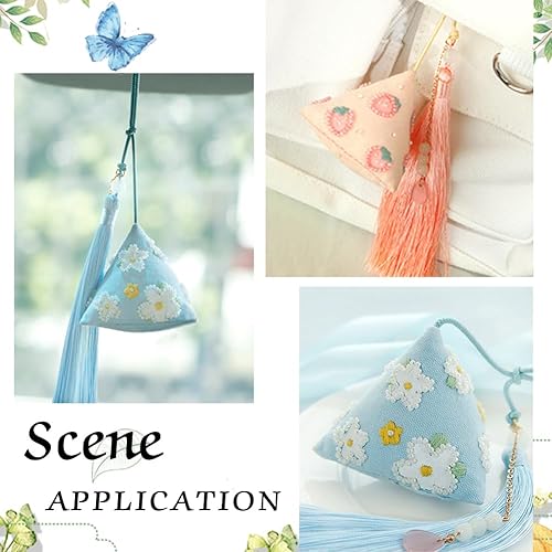 Miniatura 5 de WADORN Kit de bordado a mano de bricolaje, cuentas de talismán pacífico, materiales de bordado, bolsa de dijes para colgar en el automóvil, kits de