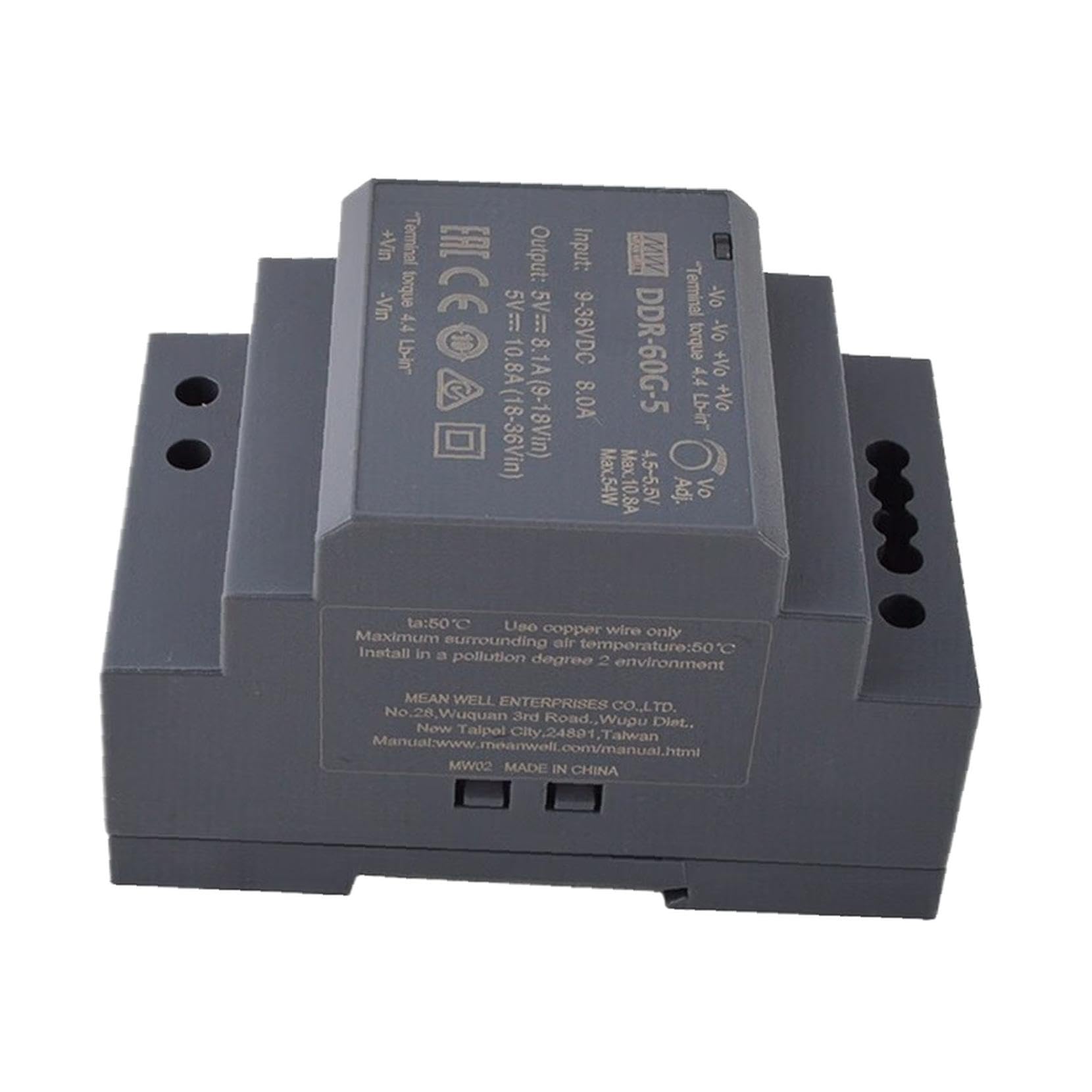 Convertidor CC/CC para Rail (DIN) Mean Well DDR-60G-5 5V DC 10.8A 54W 1 x