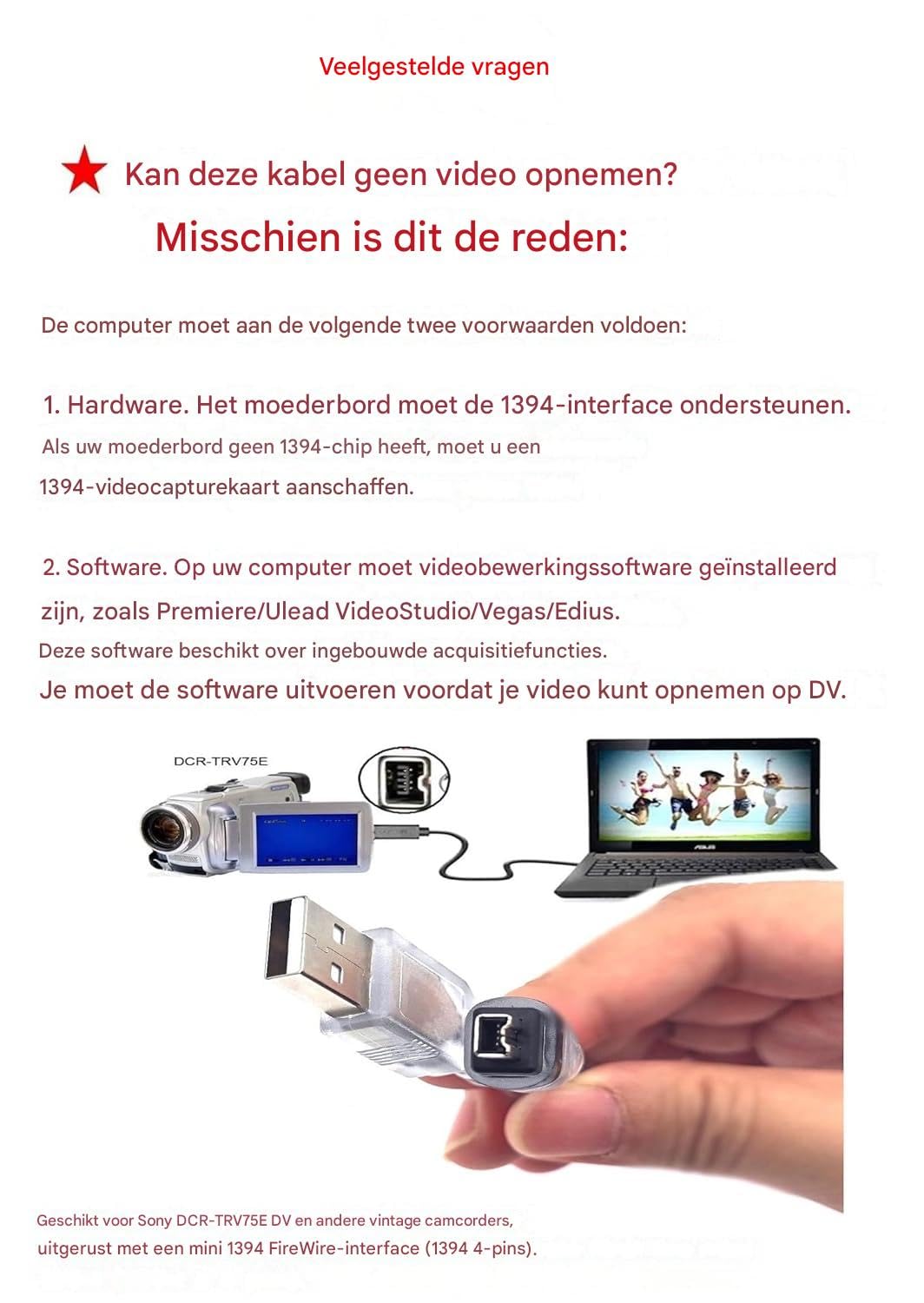 JZK 1,5 m Cavo Firewire IEEE 1394 4 pin a USB 2.0 maschio, cavo convertitore adattatore Firewire a USB per Sony DCR-TRV75E DV videocamera digitale