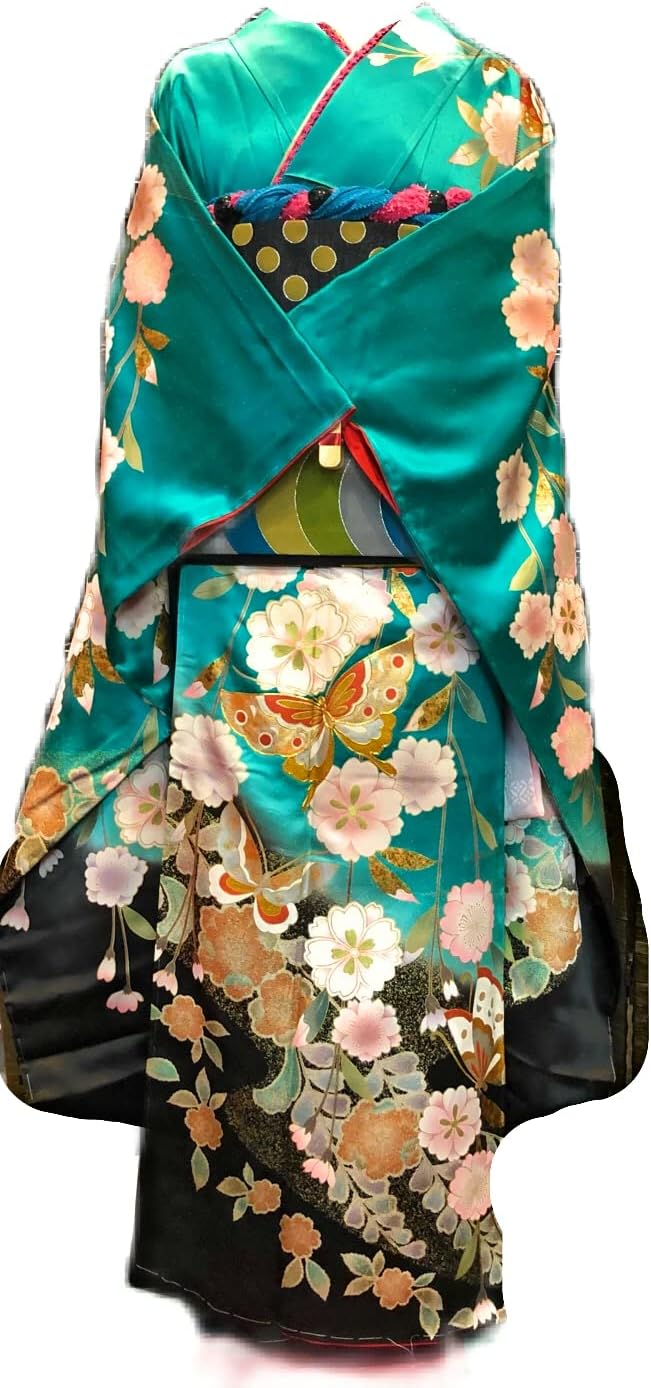 Her lip to 浴衣 suisaibana A44 美品 袋帯箔薄水色 正絹逸品着物