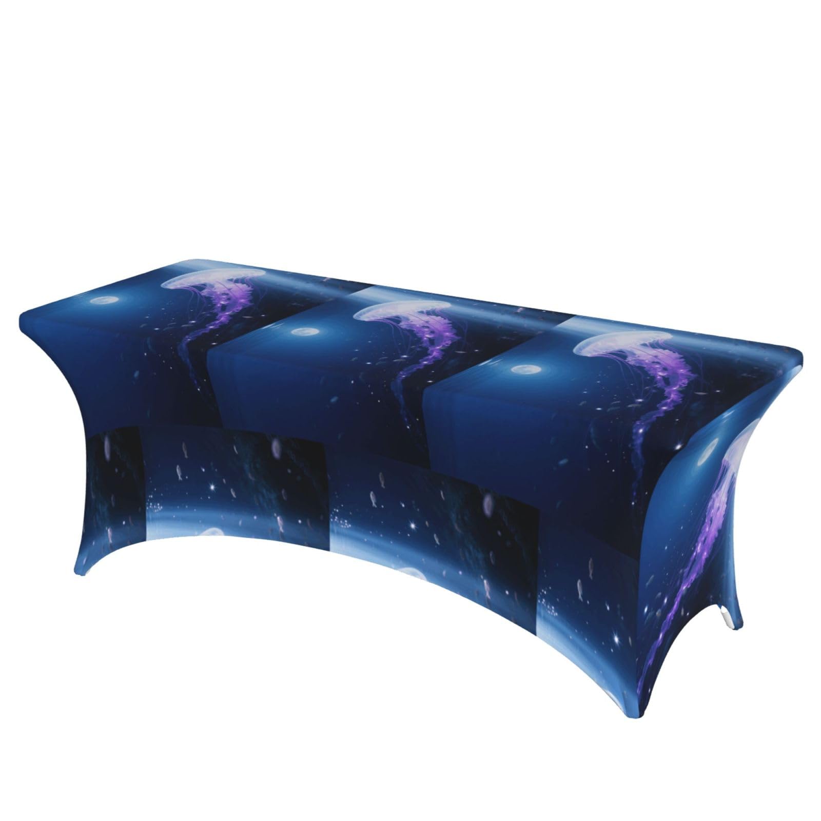 LMNGH Beautiful Jellyfish Decorative Tablecloth Protector for Wedding, Banquet & Parties6FT Spandex Rectangle Tablecloths, Stretch Washable Table Cloth Wrinkle Free Patio Table Cover