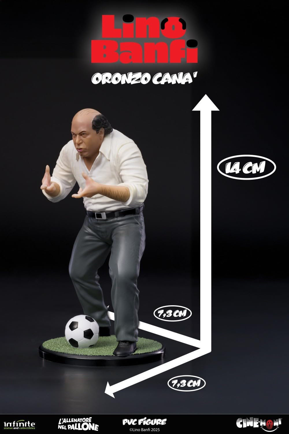 Infinite Statue LINO BANFI - L'allenatore Oronzo Cana' - Scena Film L'ALLENATORE NEL PALLONE - Statua Figura da Collezione in PVC - altezza 15cm - Cine-Moni