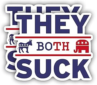 They Both Suck Anti-Political Party Libertarian Sticker Decal Vinyl - 5 Inches - Political Bumper Stickers, Offensive Bumper Stickers for Car Truck SUV Van Window Laptop Any Smooth Surface 2-Pack