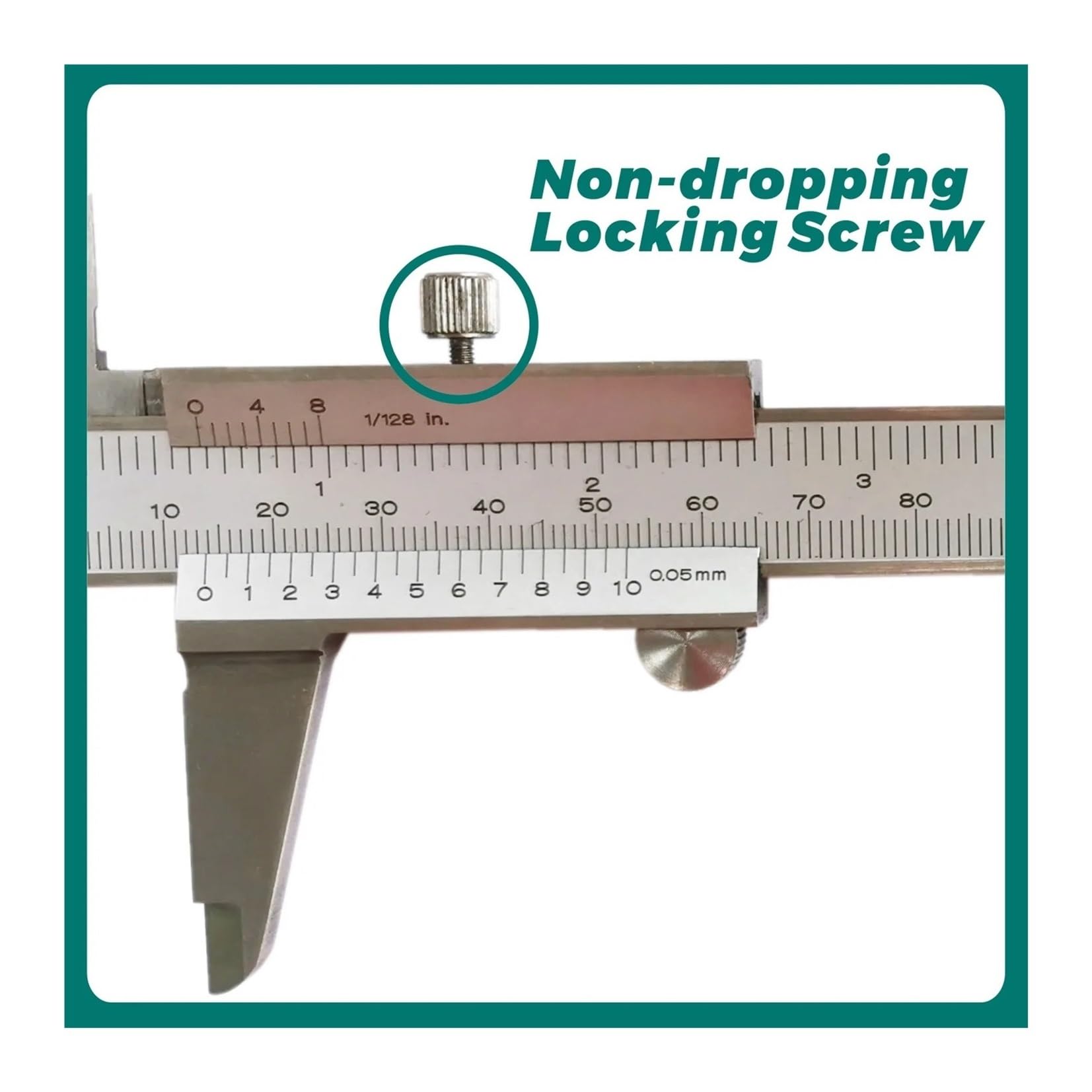 Jednoczęściowa suwmiarka ze stali nierdzewnej 150 mm/6" Standard DIN 200 mm/8" z precyzyjną regulacją 300 mm/12" (141-104 200 x 0,02 mm)