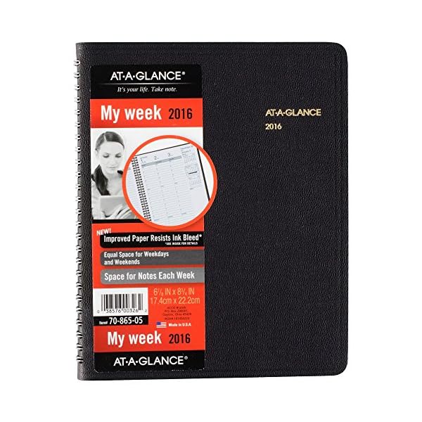 AT-A-GLANCE Wochenplaner 2016, 16 x 21 cm, schwarz (70-865-05)
