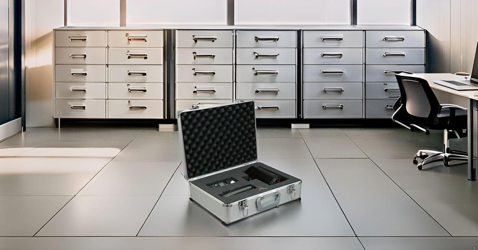 Alumaxx 45136 - Multifunktionskoffer Stratos II, Piloten Koffer aus Aluminium, Aktenkoffer in schwarz, Fotokoffer mit herausnehmbaren Schaumstoff Elementen, Pilotenkoffer ca. 32 x 39,5 x 16,5 cm