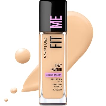 Maybelline Fit Me Dewy + Smooth Liquid Foundation Makeup, Light Beige, 1 Count Packaging May Vary