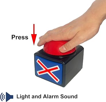 OFVENS Game Answer Buzzers for Game Show with Light & Sound, Family Feud Buzzer Alarm Sound, Trivia Quiz Got Talent Buzzer Toys, Game Buzzers 2Pcs